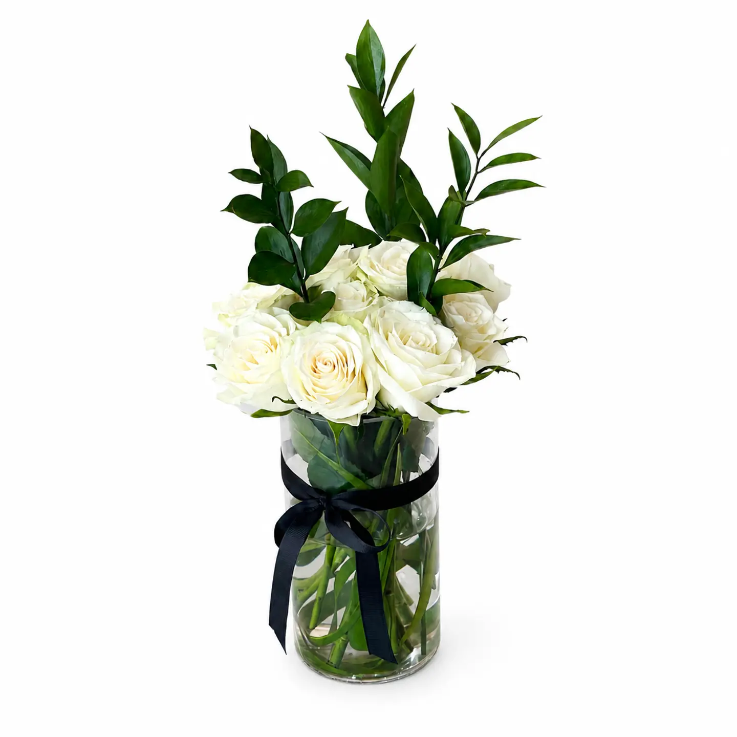 White Rose Vase Cylindrical Vase