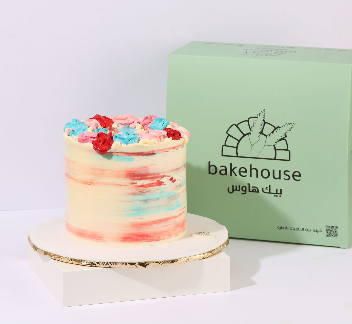 Light Blue And Pink Decoration Cake