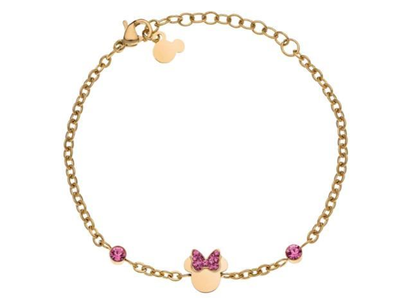 Disney Minnie Mouse With Pink Crystal Bow Bracelet