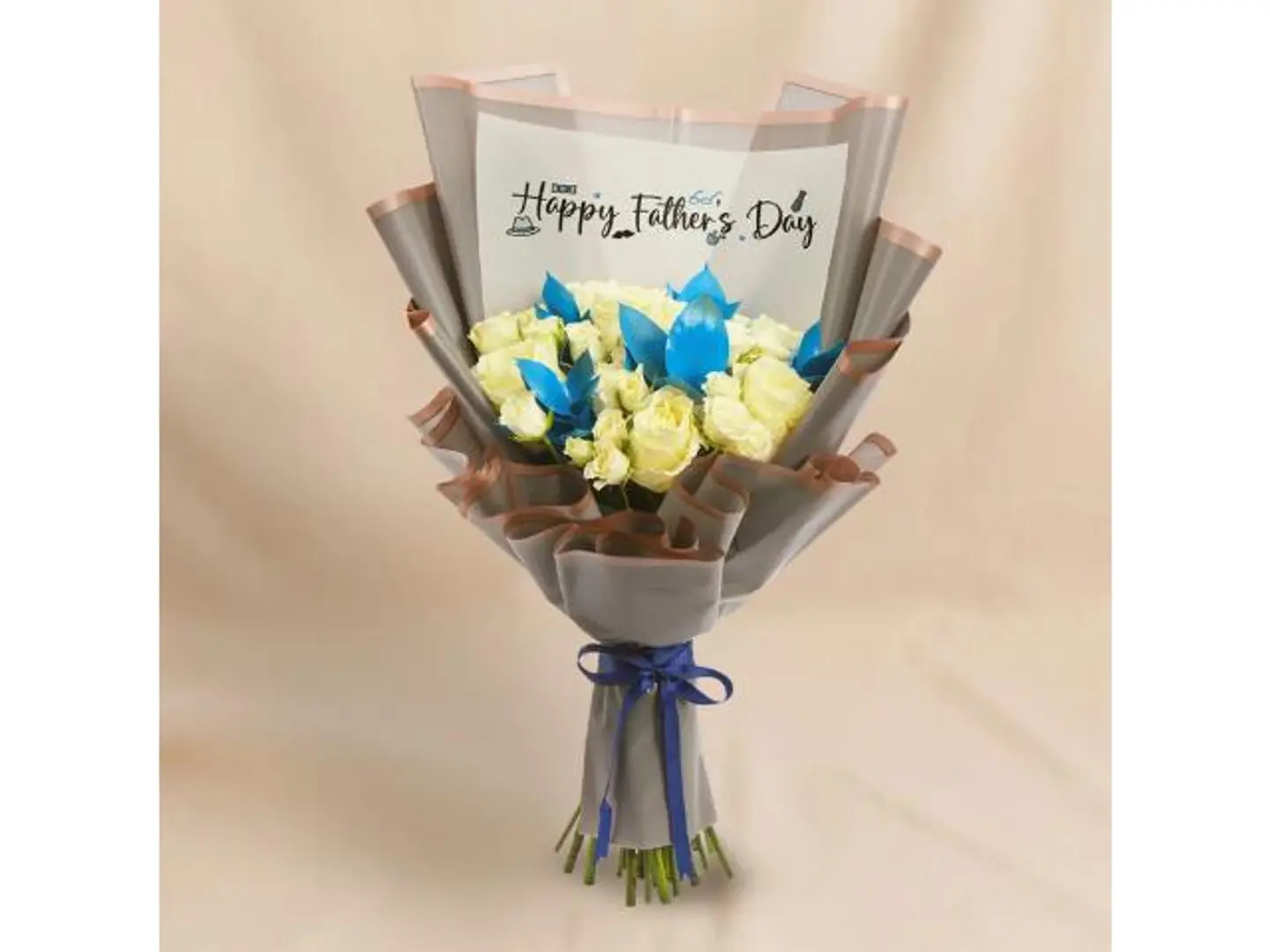 Happy Fathers Day Elegant White Roses Bouquet