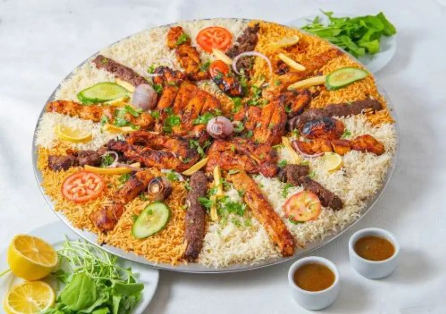 Mixed Plate For 3 People With Rice And Chicken
