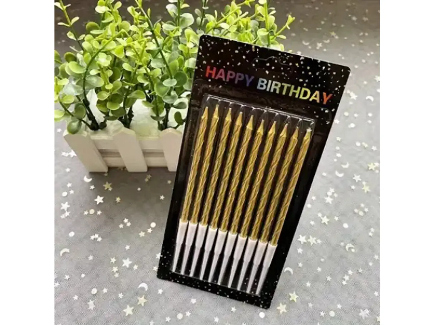 10 Gold Cake Candles