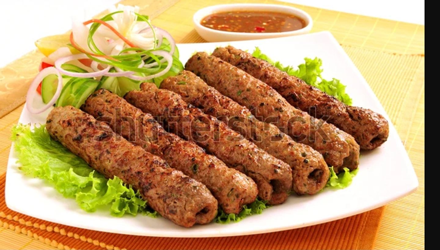 Beef Seekh Kabab 2 Pieces With Graivi And 2 Roti