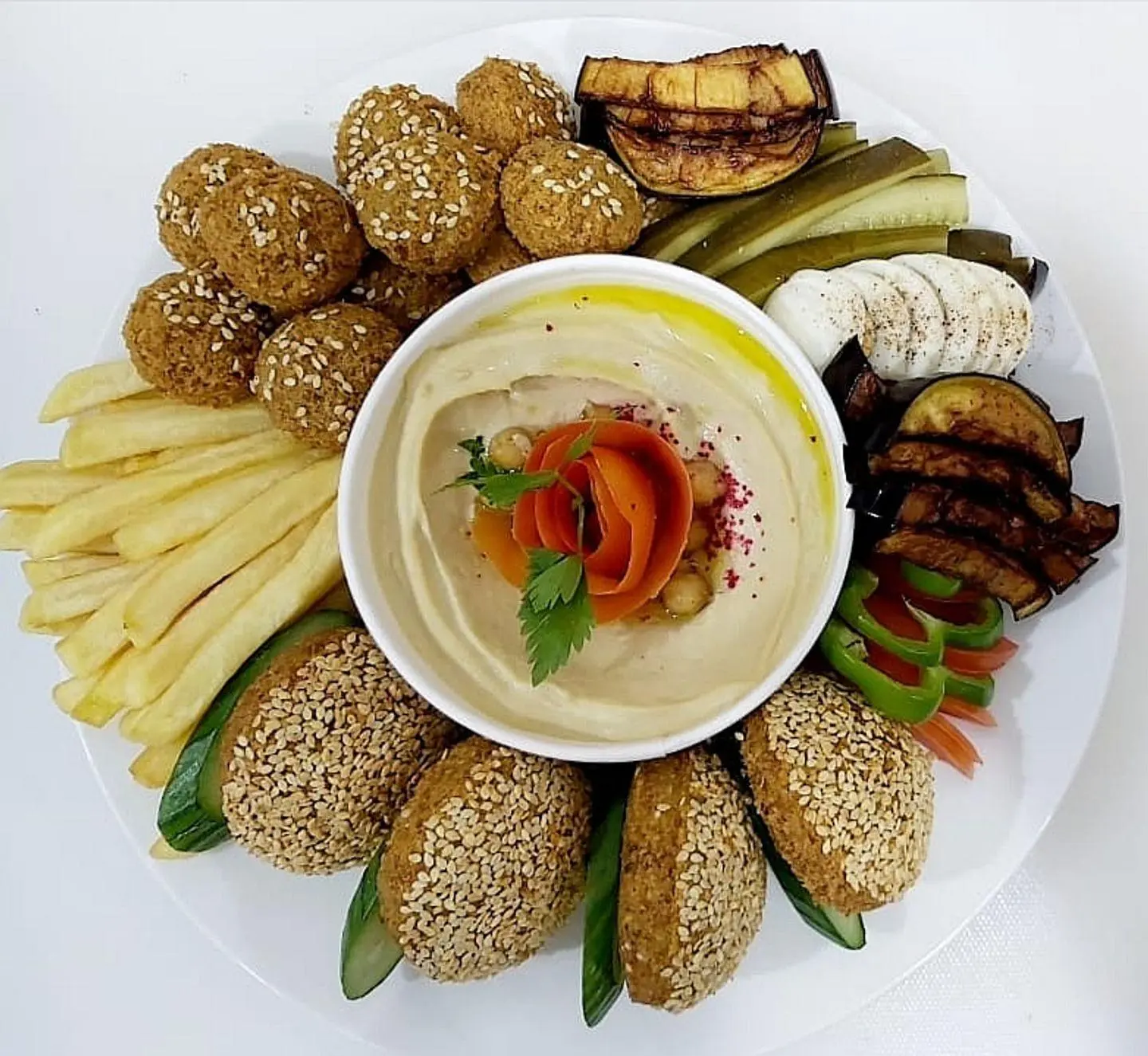 Mixed Falafel With Eggs And Hummus
