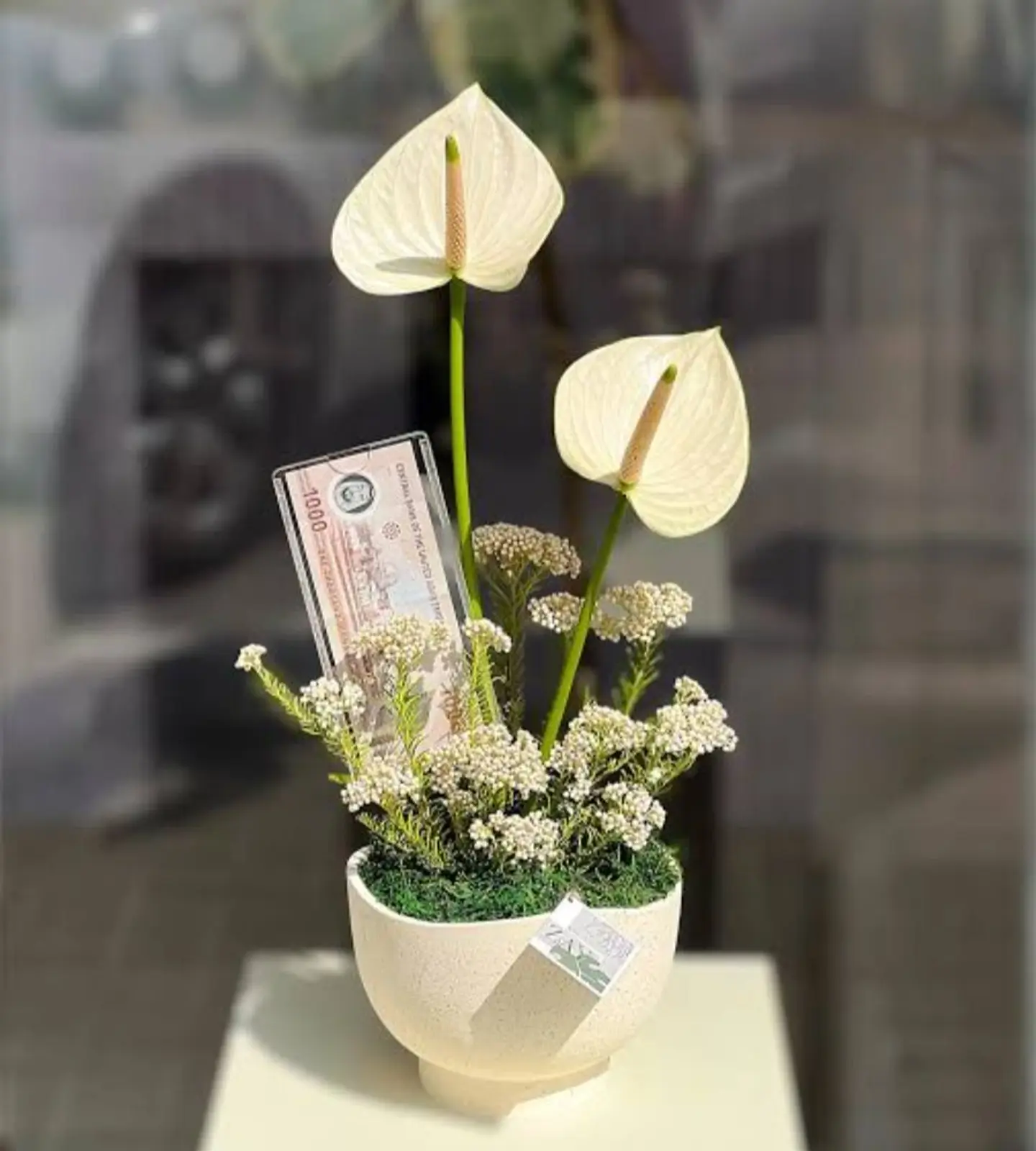 Artificial Flower Vase With Money Card