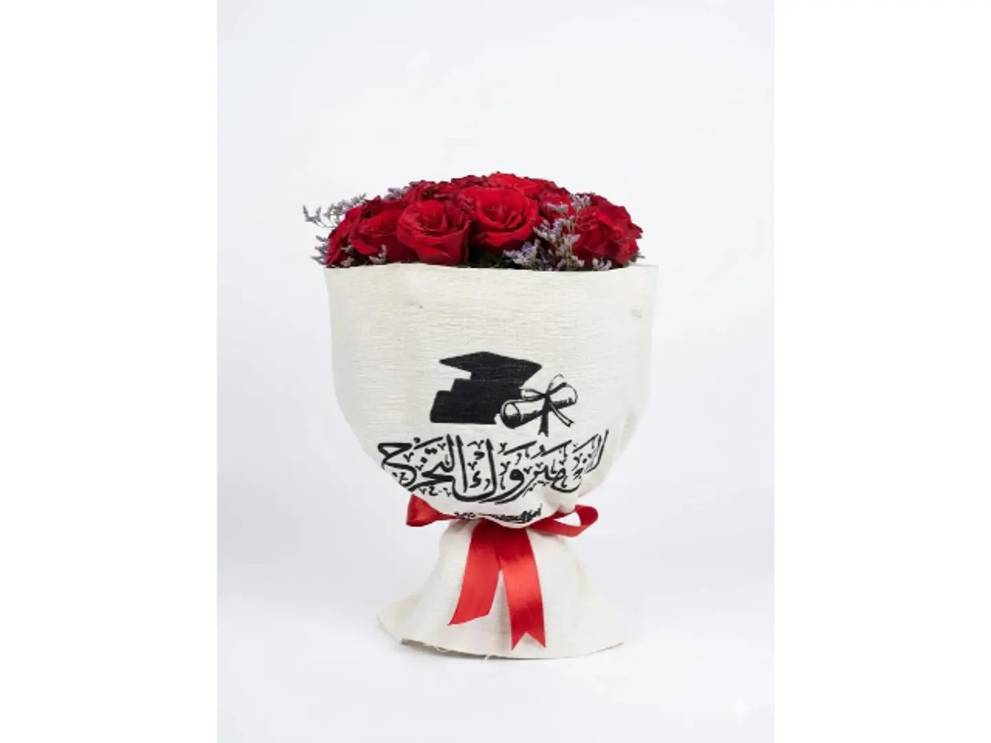 Unique Red Bouquet With Graduation Paper Wrapping
