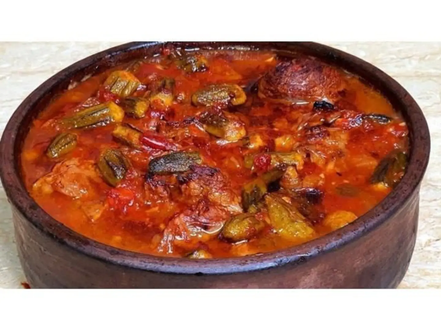 طاجن بامية باللحم