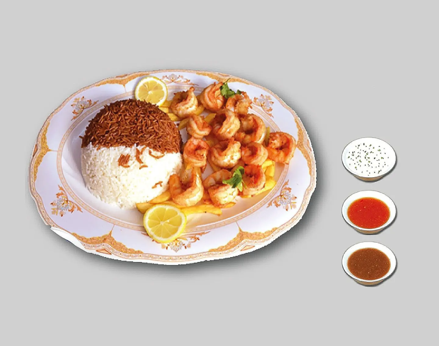 وجبة جمبرى مع أرز