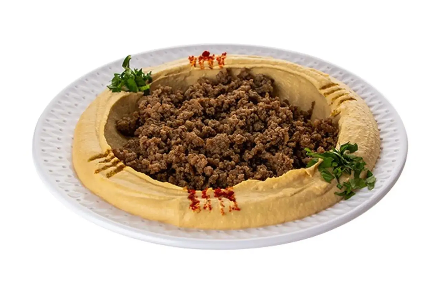 صحن حمص باللحمه