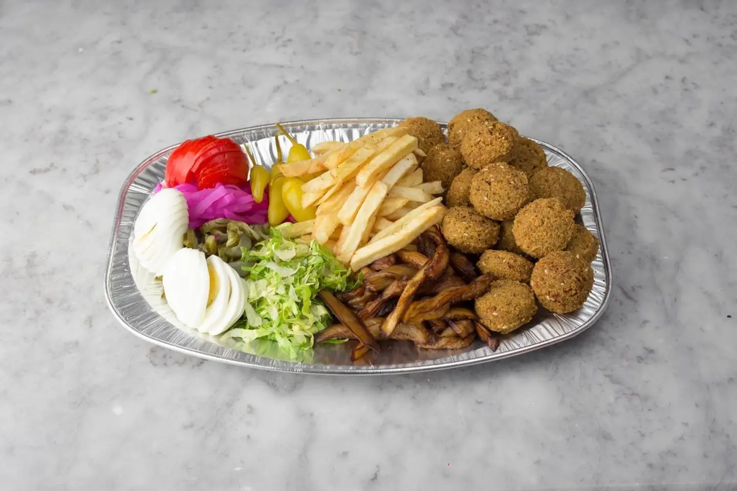 Falafel And Egg With Cheese Platter