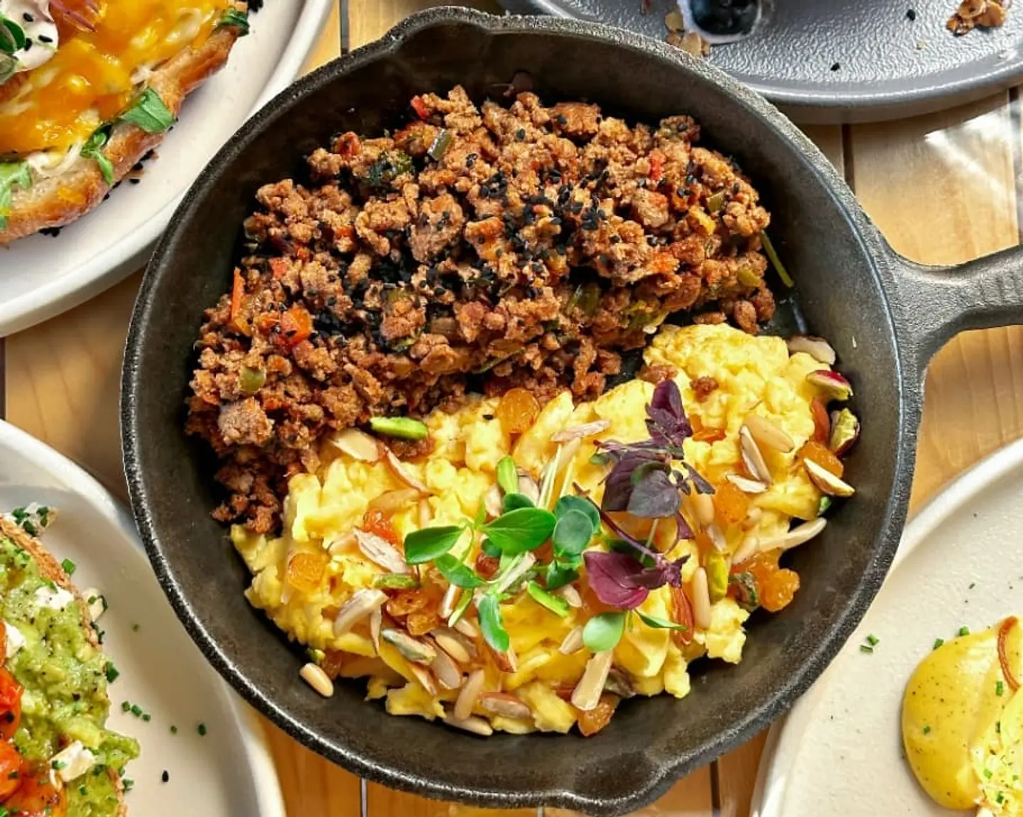 Scrambled Eggs With Nuts And Ground Beef