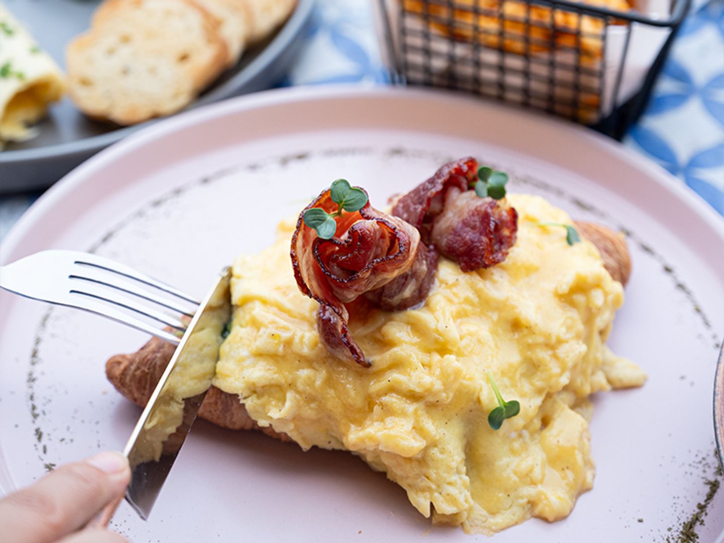 The No Truffle Snuggles Scrambled Egg Bacon Croissant