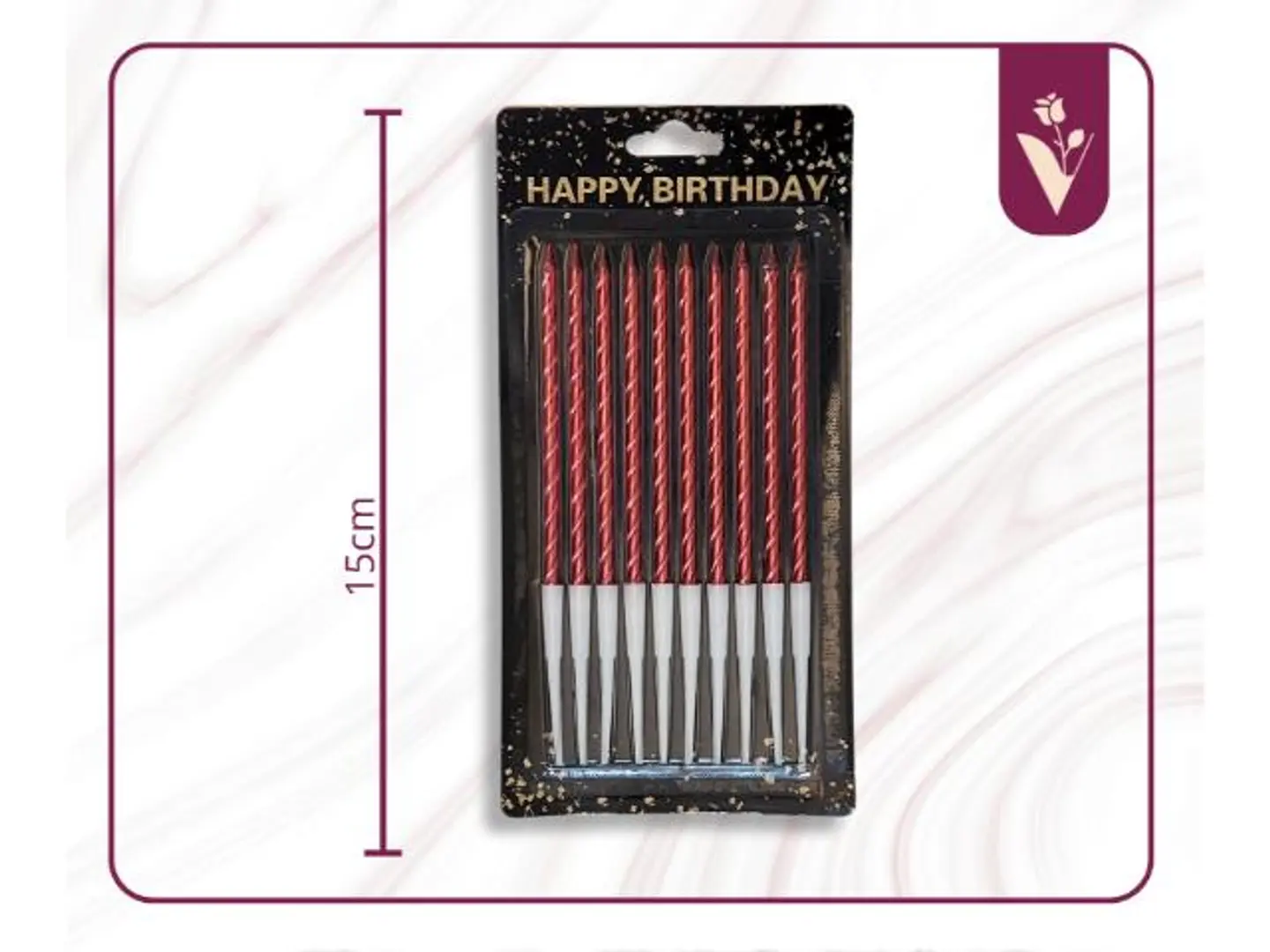 شموع حفلات مستقيمة بخط ملتوي 10قطع أحمر