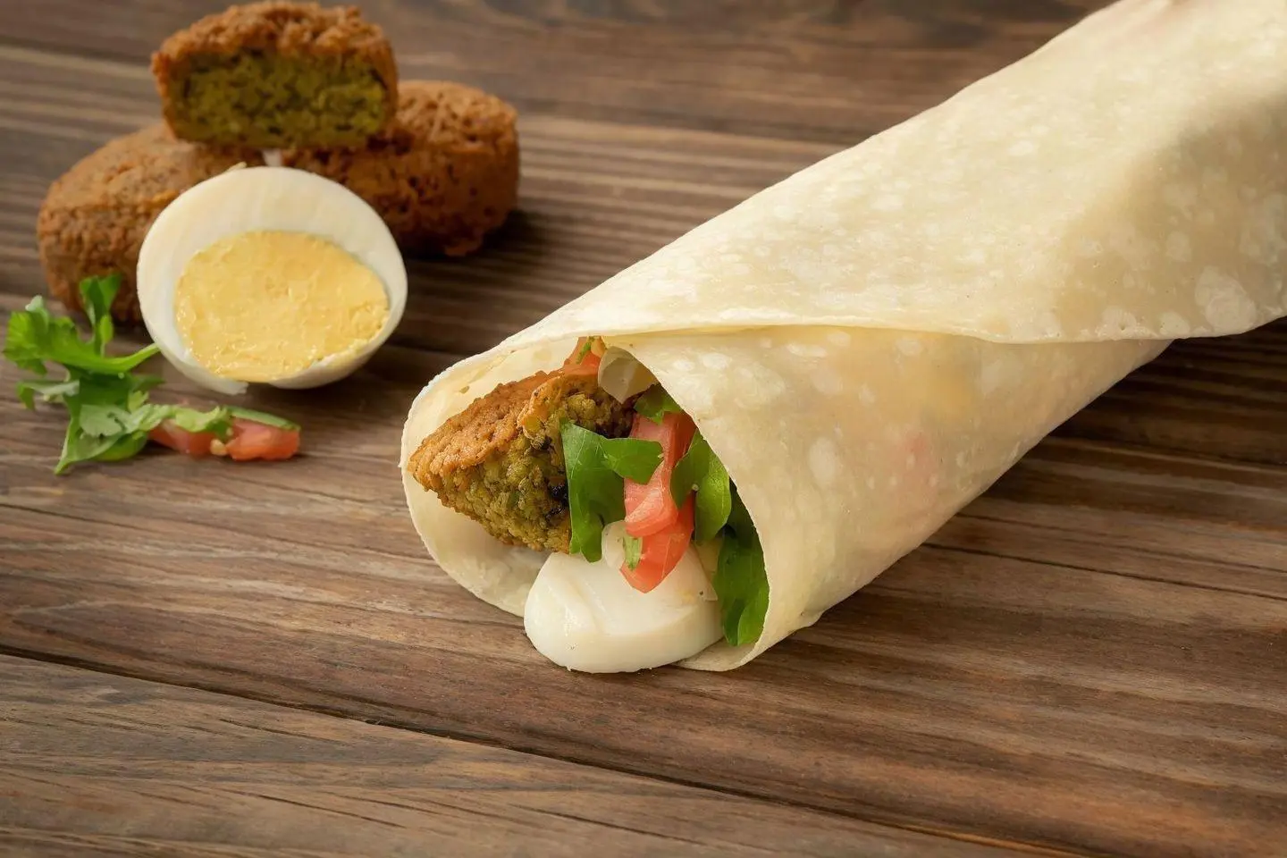 Falafel In Saj Bread With Eggs