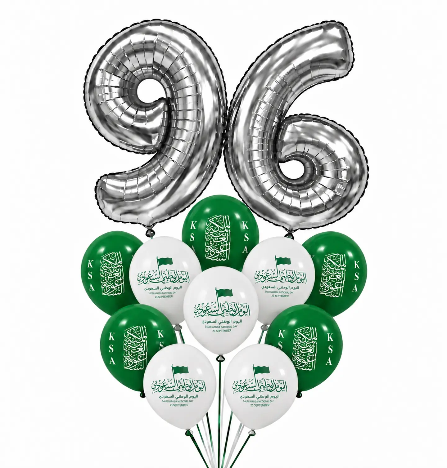 بالون 96 فضي هيليوم مع بالونات وطنية