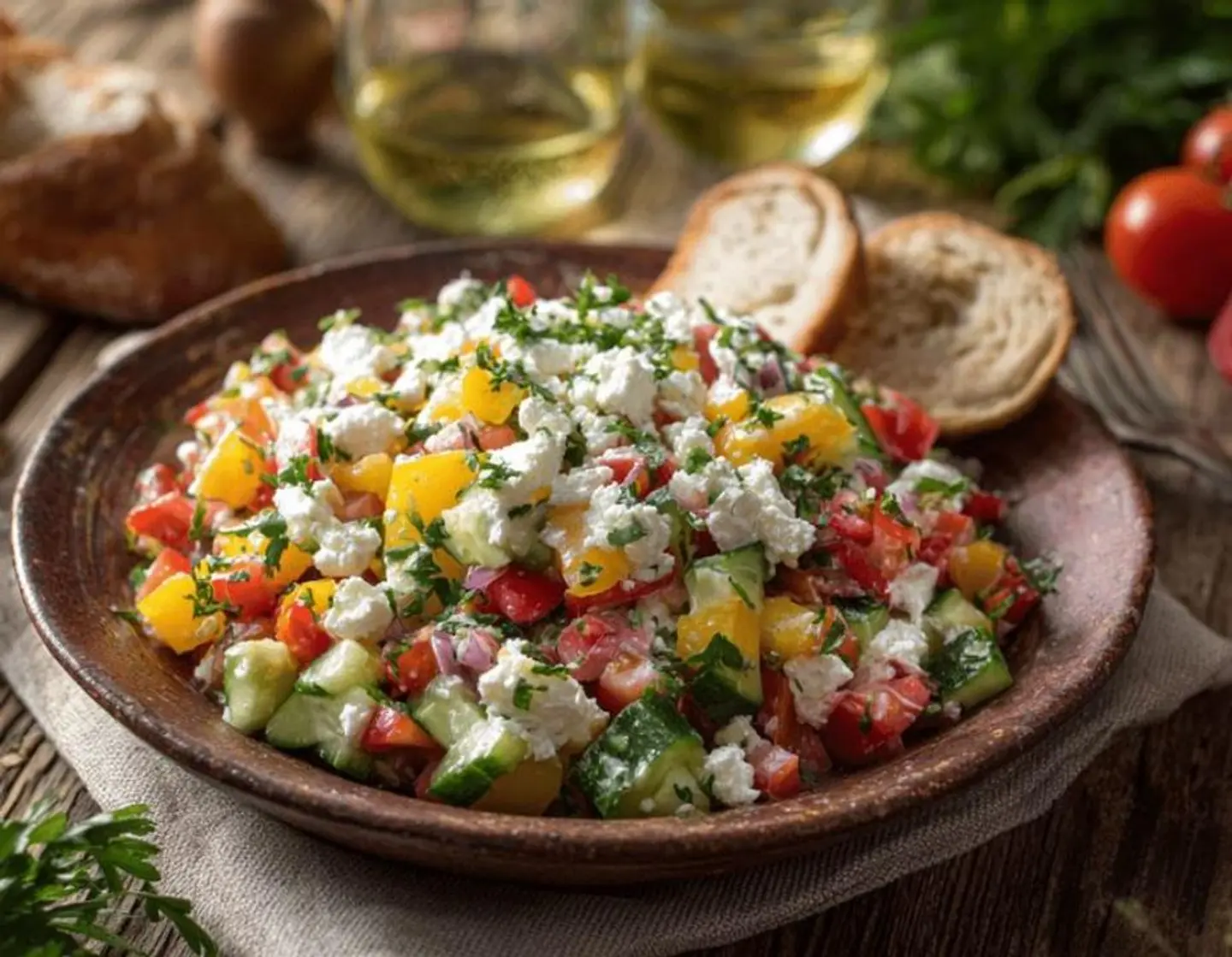 Spicy Salad With Cheese