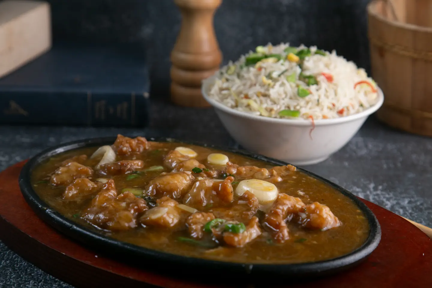Spicy Garlic Fish With Fried Rice