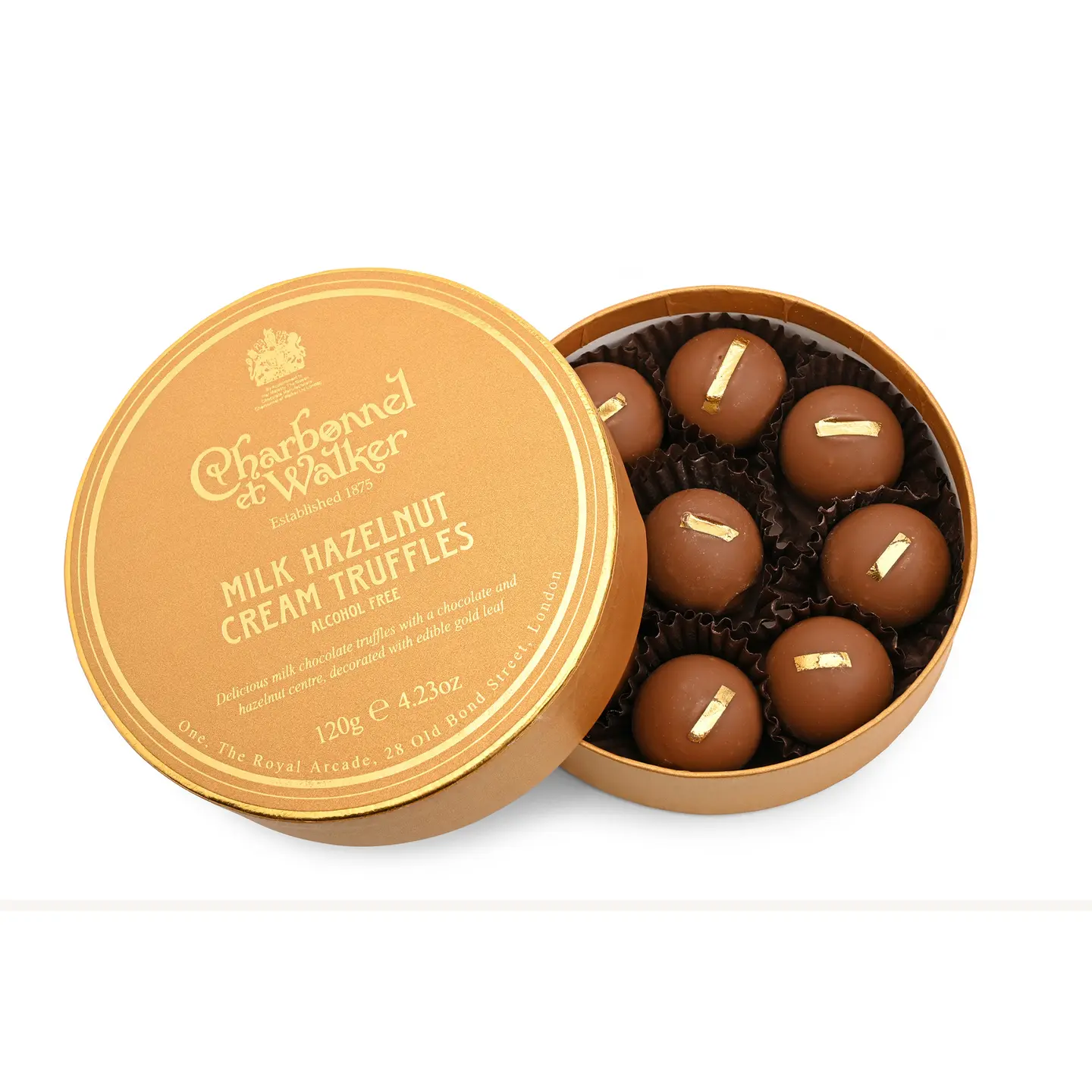 Milk Hazelnut Cream Truffles With Edible Gold Leaf