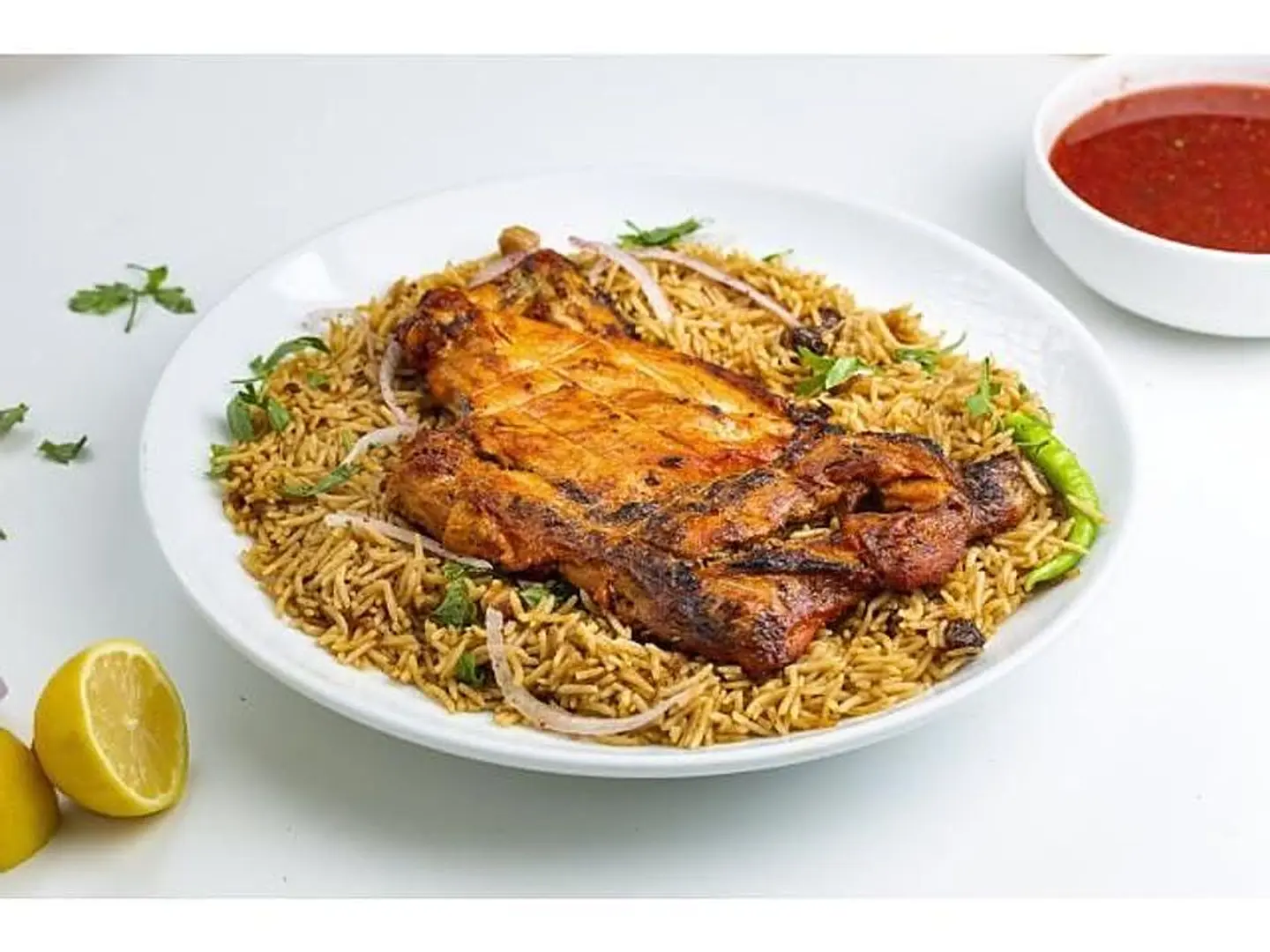 Half Charcoal Grilled Chicken With Rice