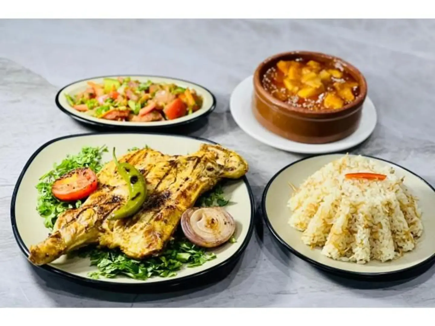 Half Chicken With Rice And Vegetables