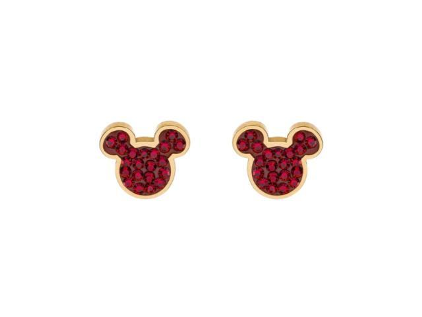 Disney Mickey Mouse With Red Rcystal Earrings