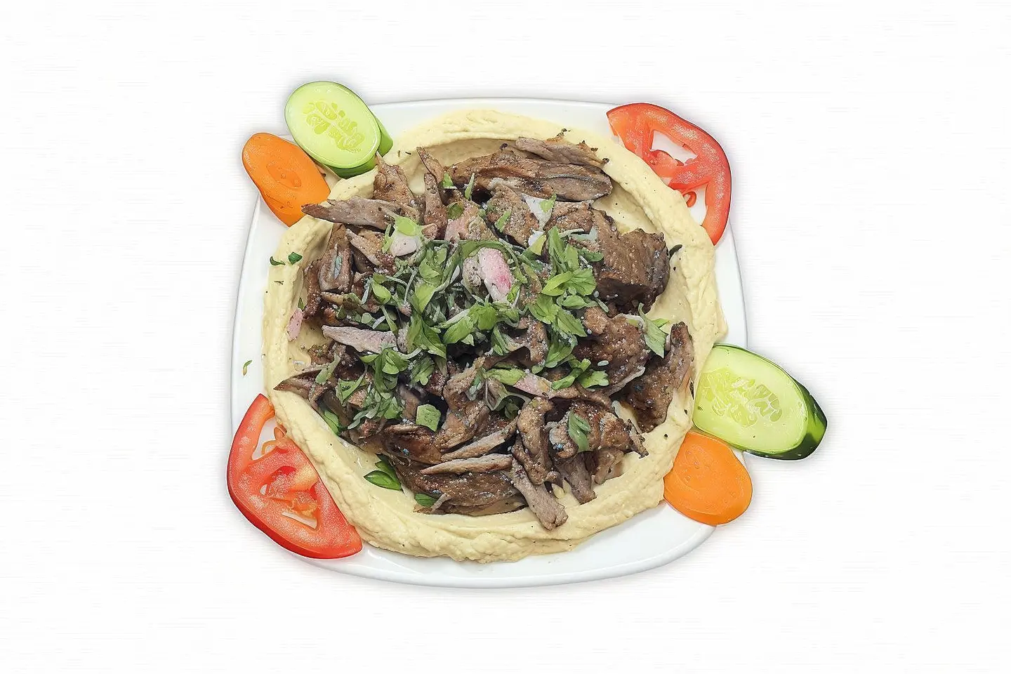 حمص مع شاورما لحم