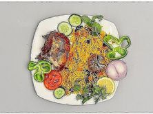 ربع حبة دجاج شواية مع الأرز