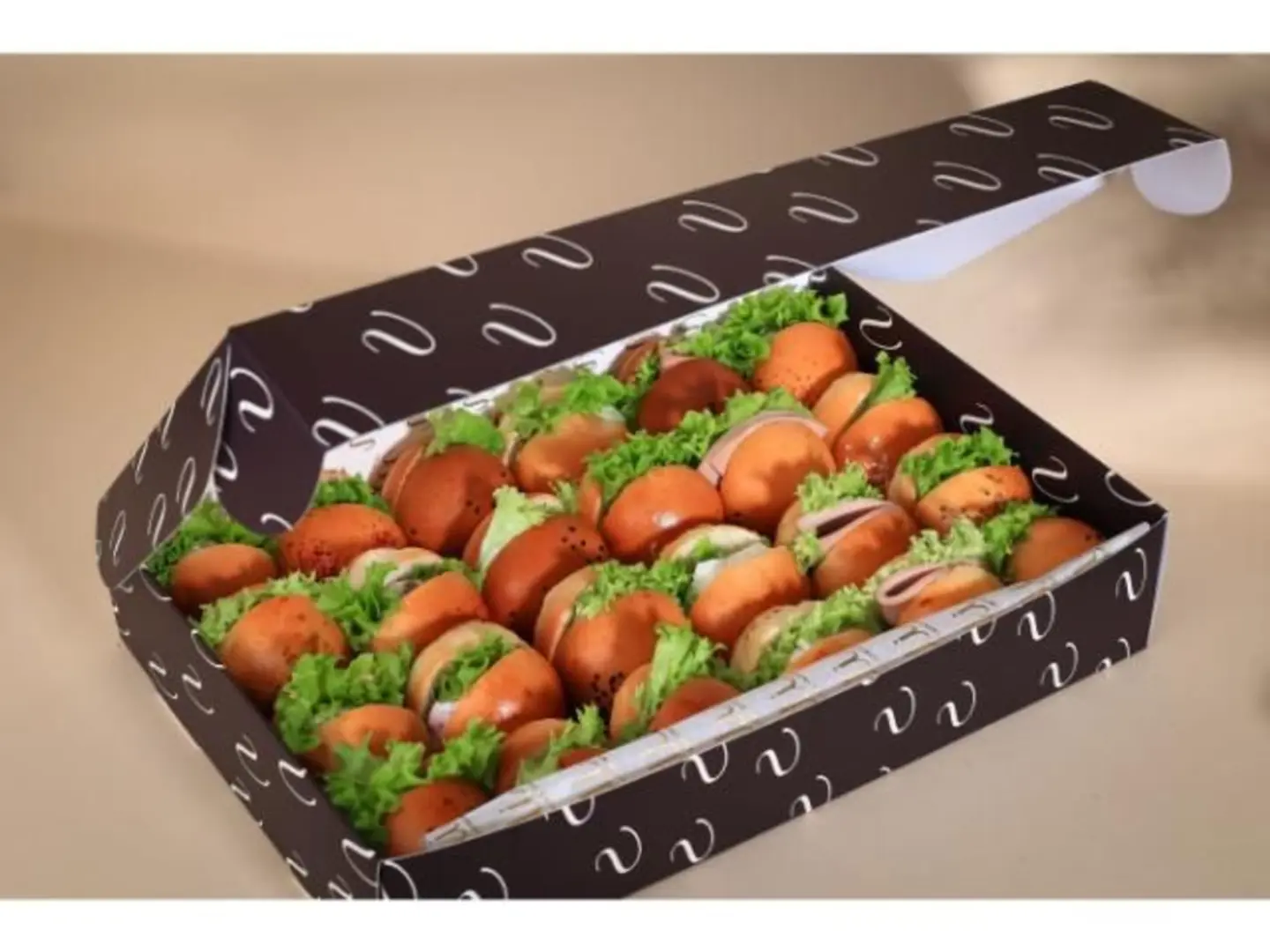 Mini Burger Box With 25 Pieces And 5 Different Fillings