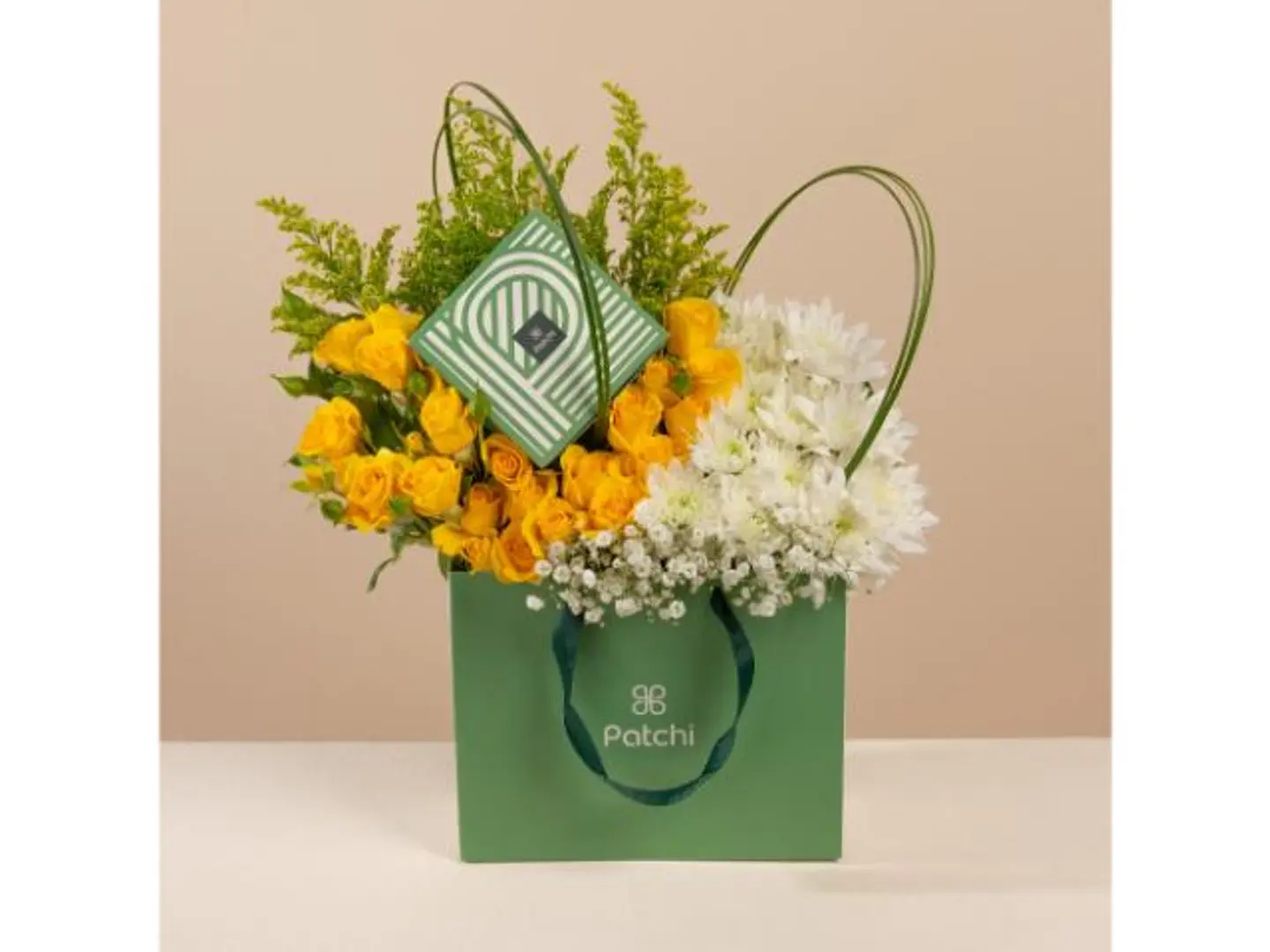 Golden Glow Bouquet With Patchi Chocolate