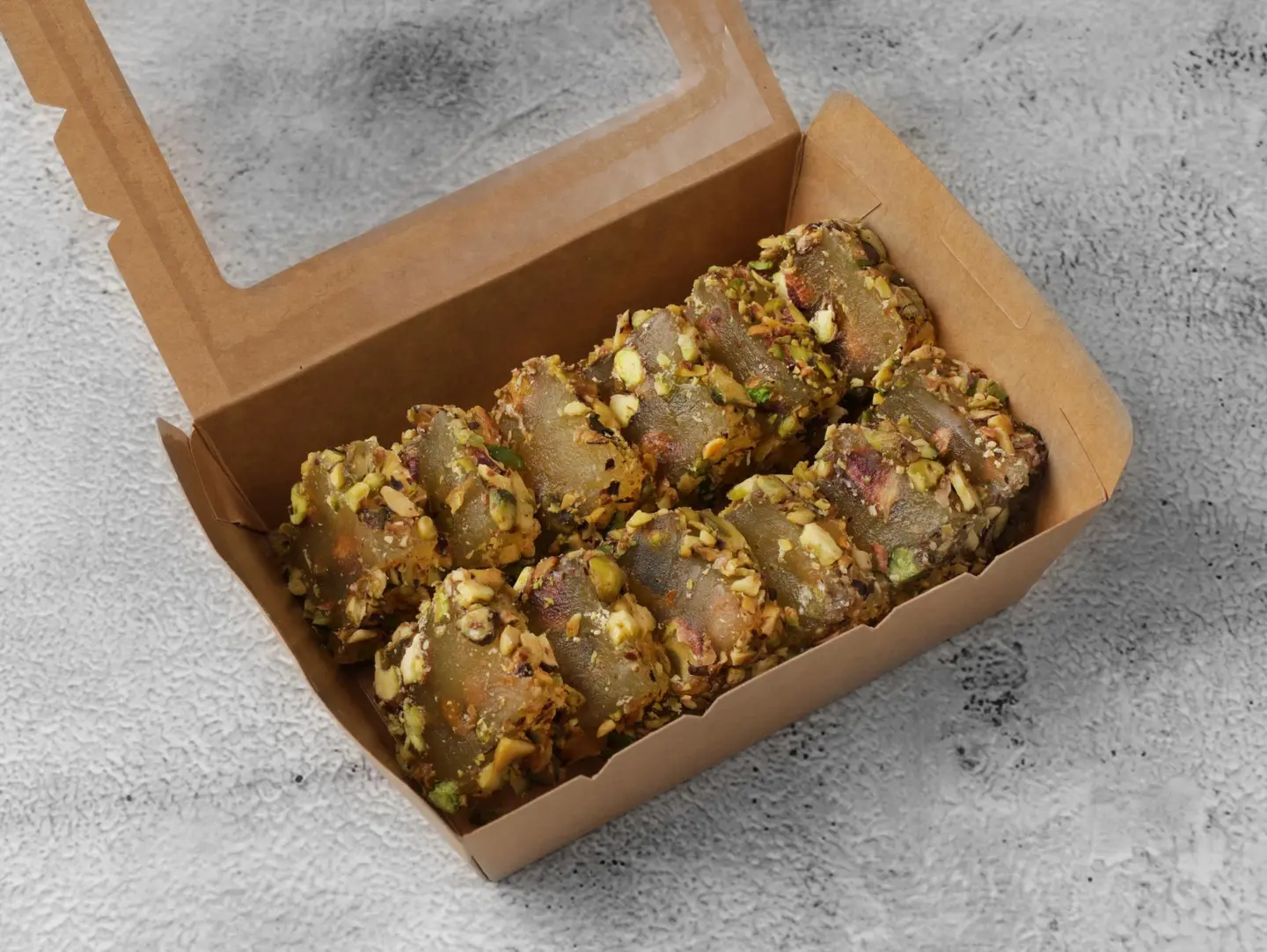Mastic Turkish Delight Covered With Pistachios
