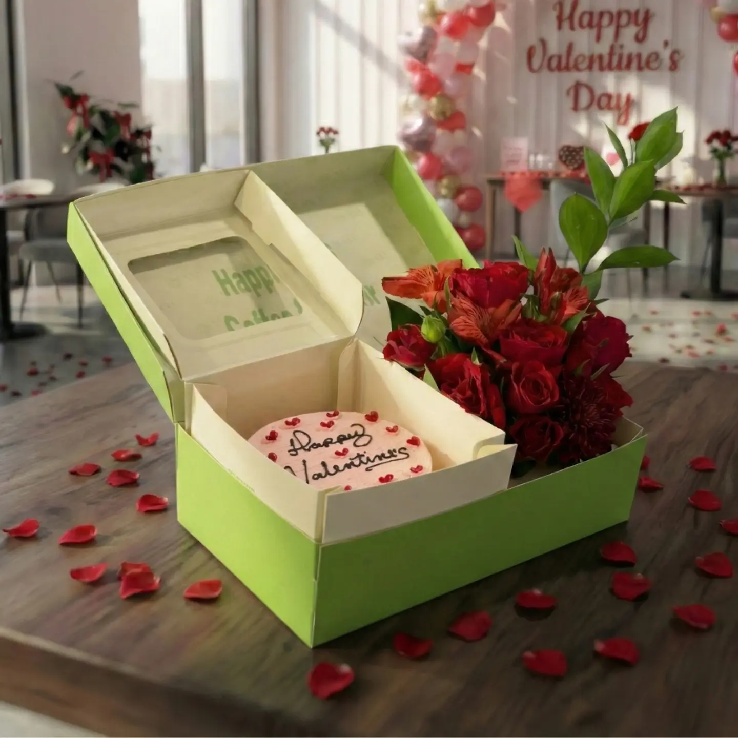 Valentine's Box (Bento & Flowers) Medium