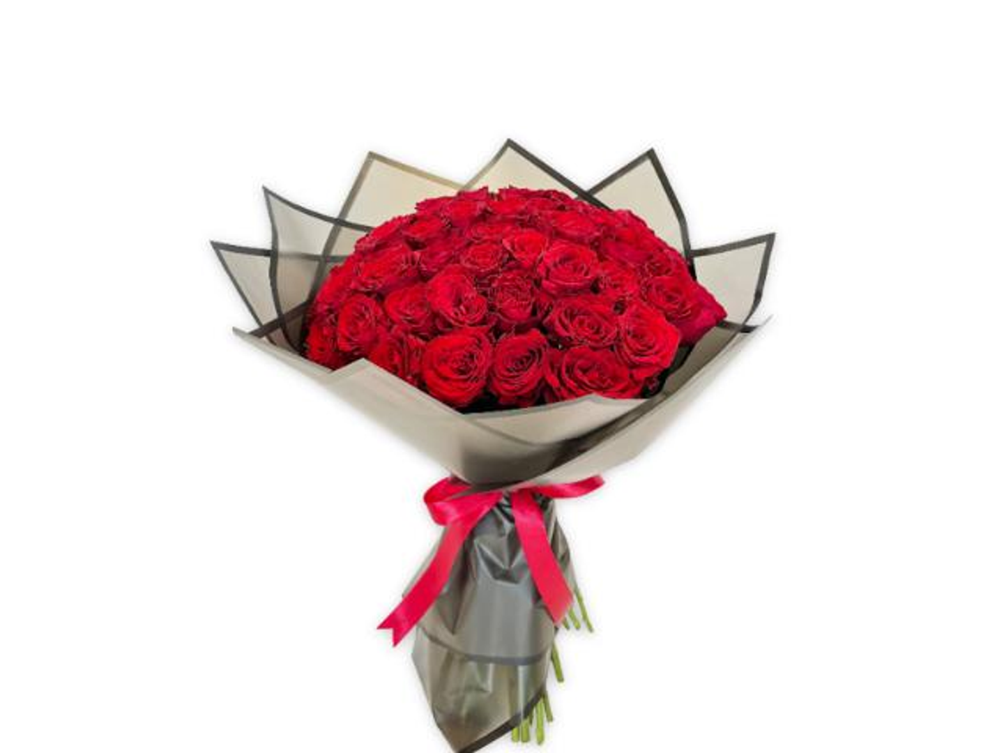 ورد أحمر بتغليف أسود