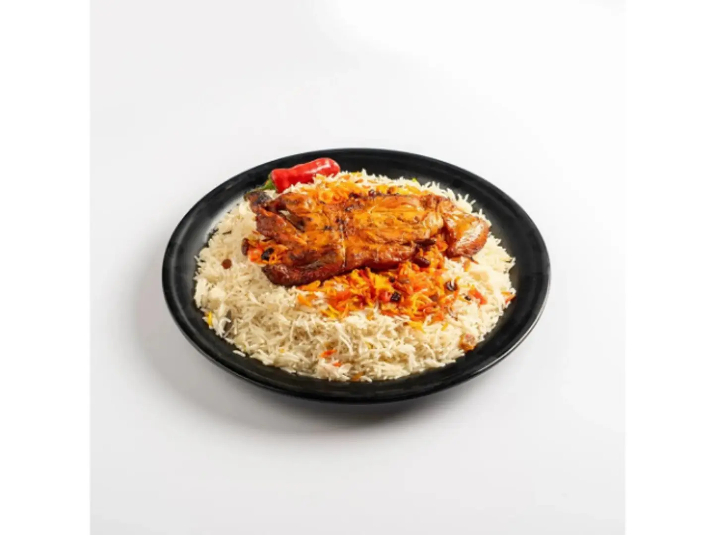 نص دجاج أوصال على الفحم مع الرز
