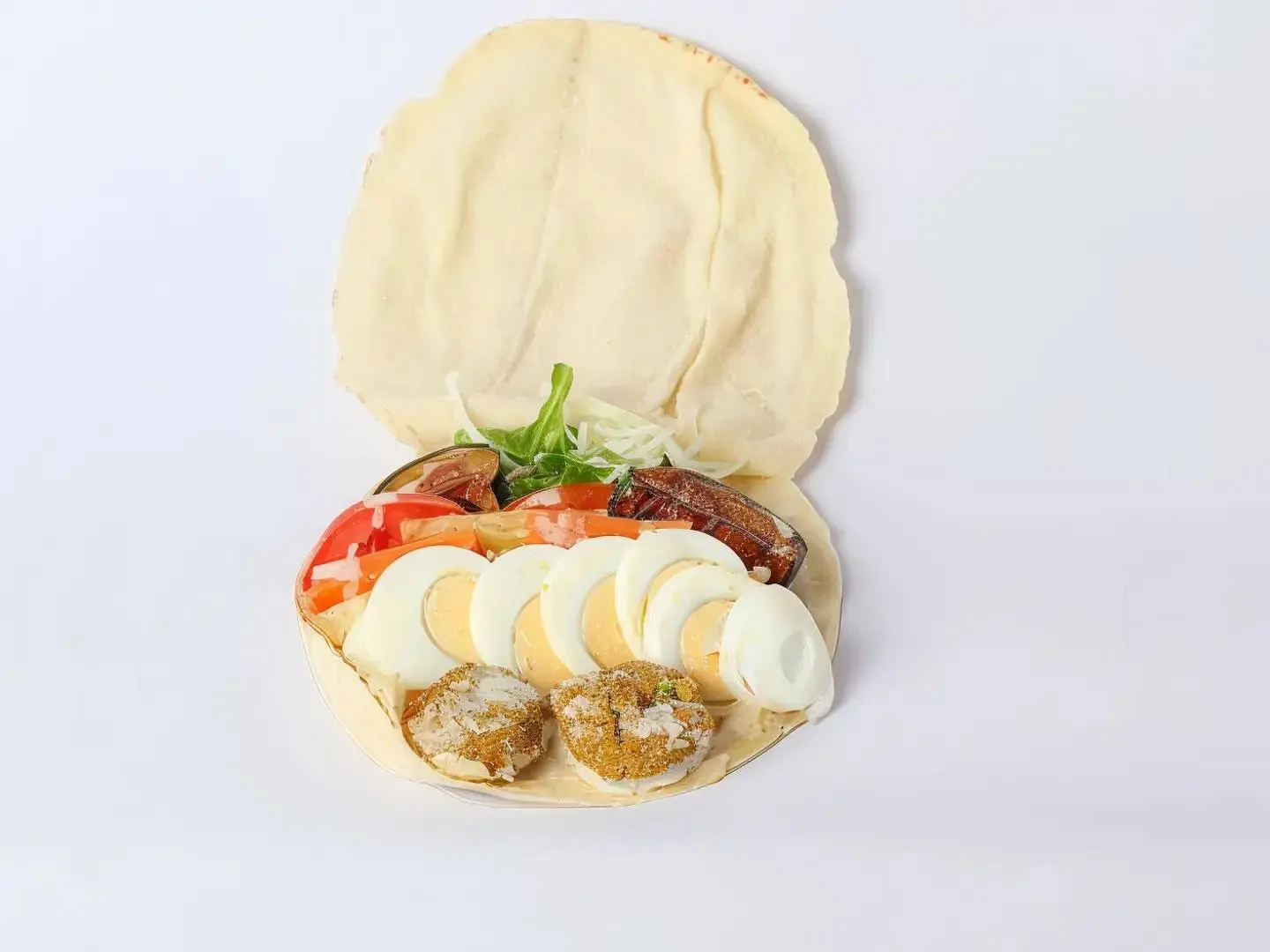Falafel With Egg And Hummus Sandwich