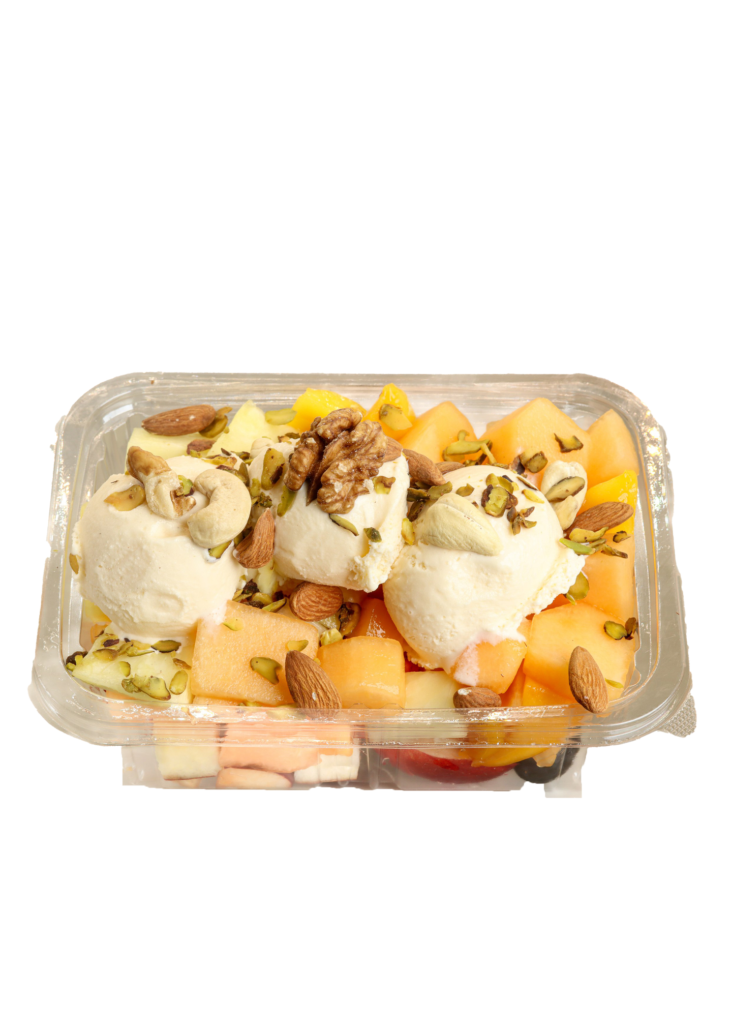 Fruits With Ice Cream And Nuts - Large Dish