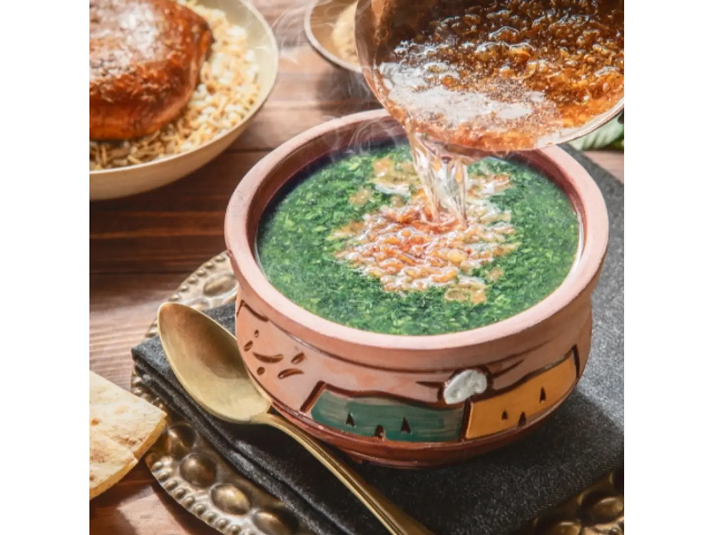 طبق ملوخية جمبري