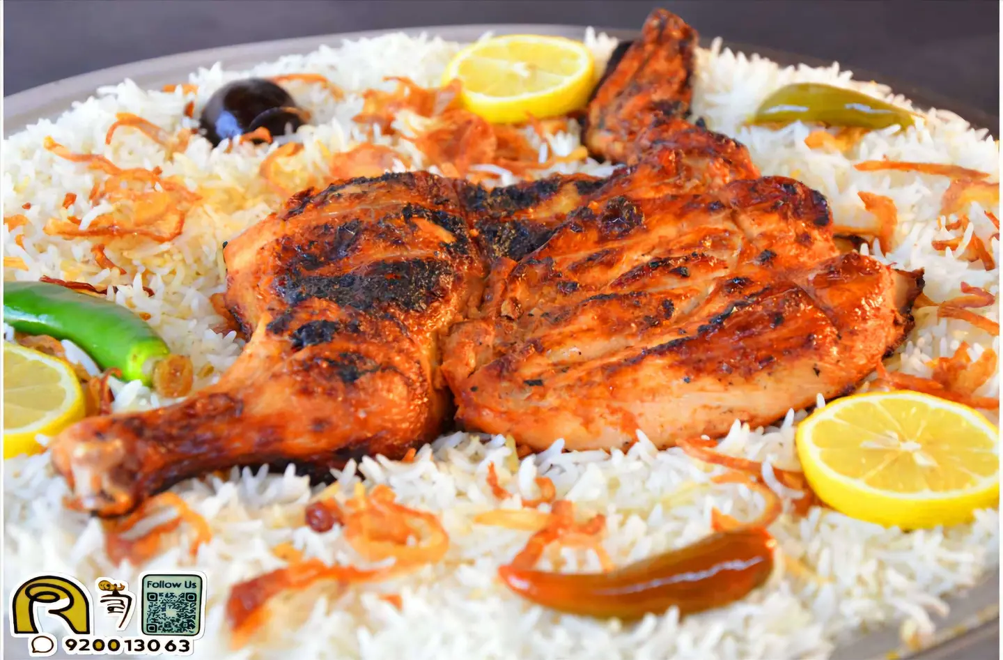 Half Grilled Chicken With Rice And Sauce