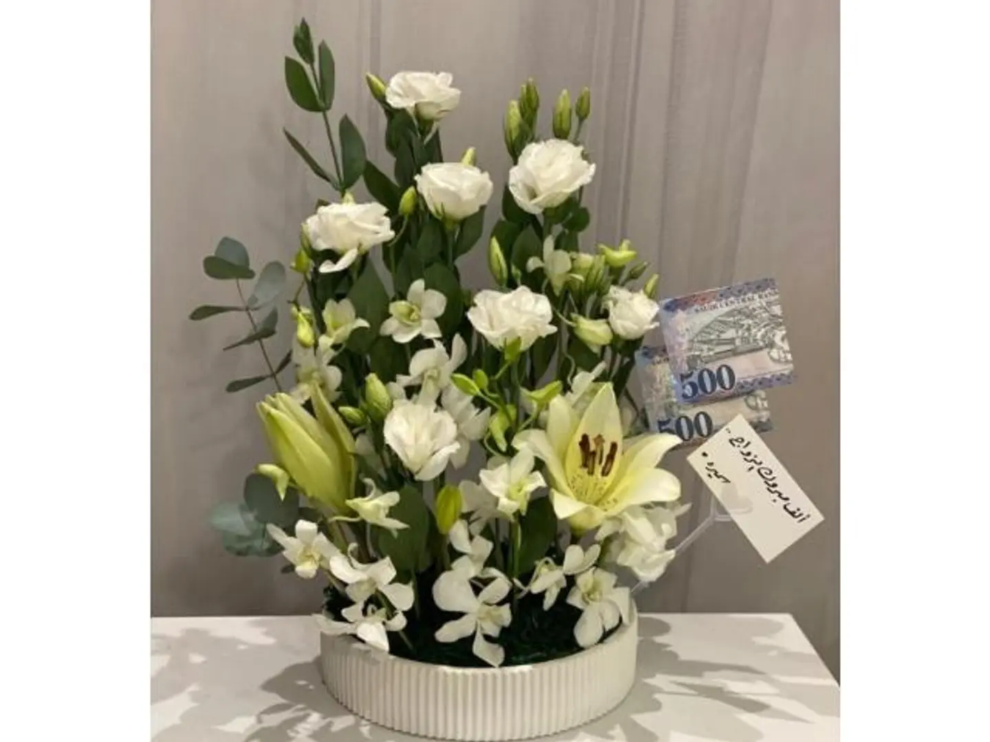 Luxurious White Rose Stand Arrangement