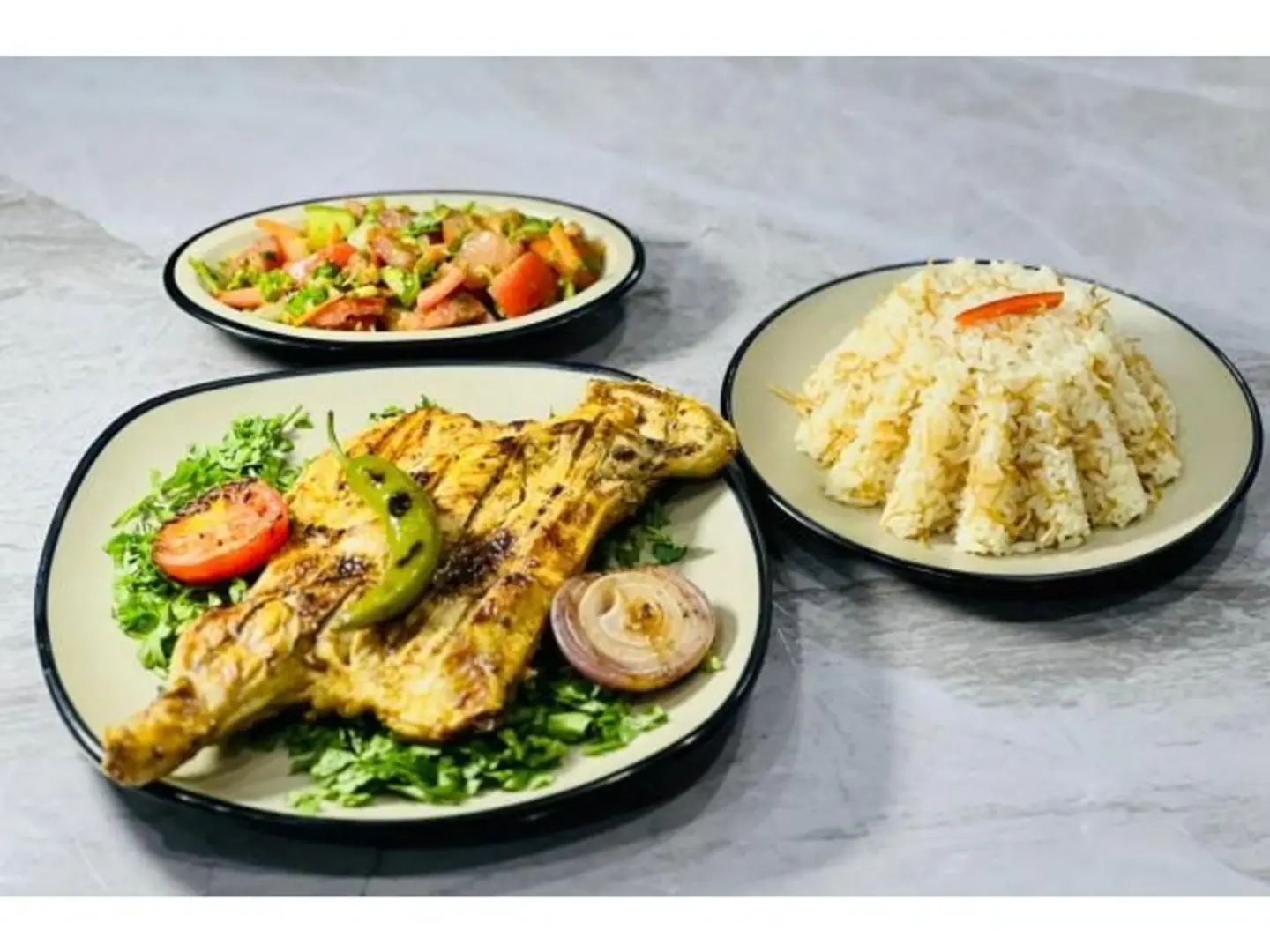 Half Grilled Chicken With Rice