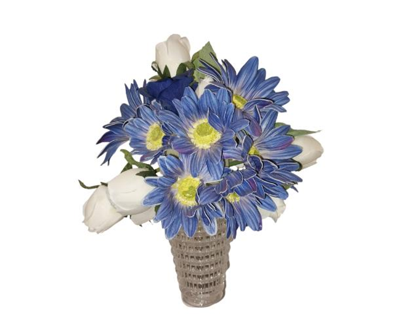 فازة صغيرة دائري مع ورد صناعي