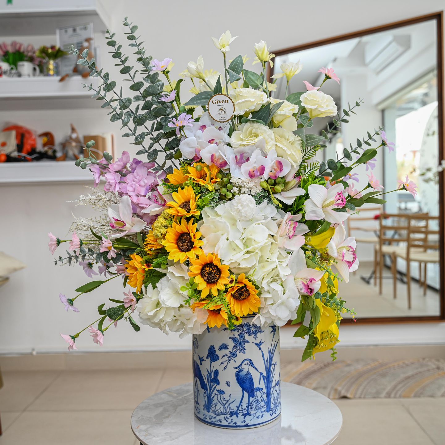 Given Santorini Vase   Artificial Flower