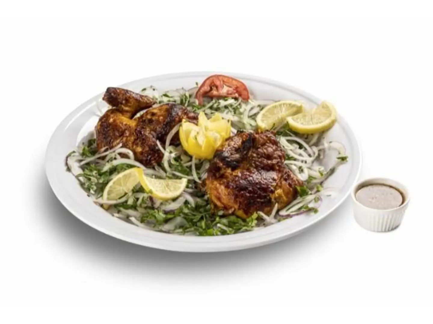 نصف حبه دجاج على الفحم ساده