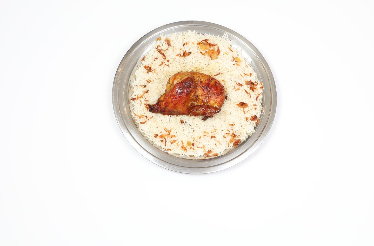 A Quarter Of Grilled Chicken With Rice