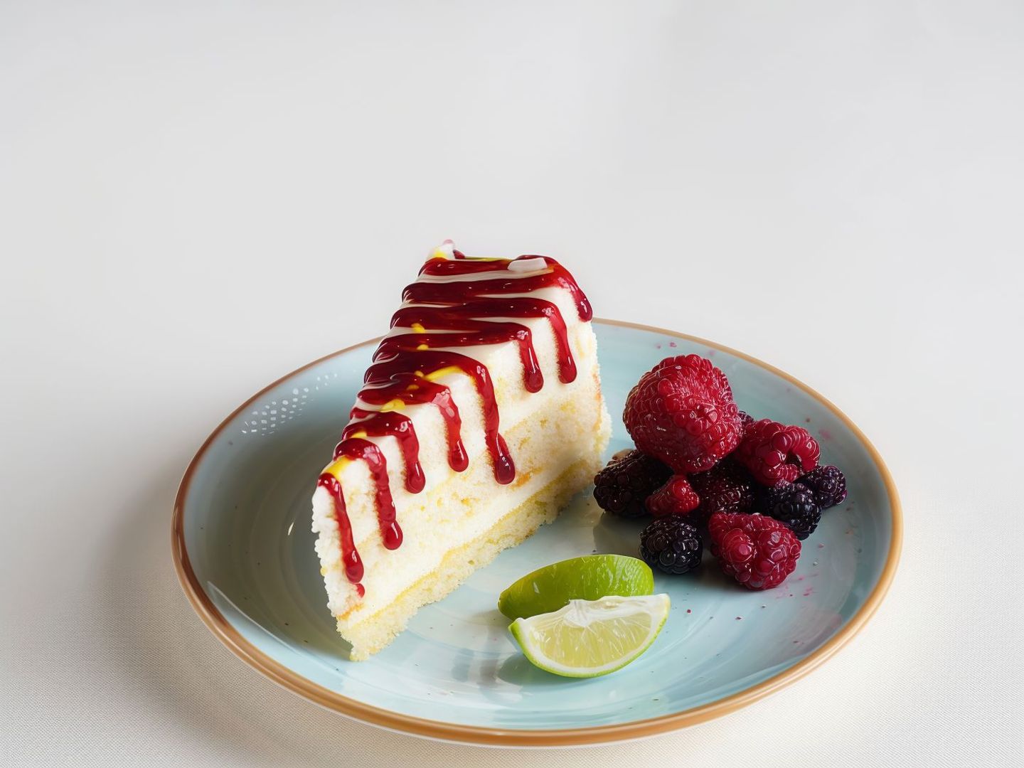 Lemon Cake With Mix Berry Sauce