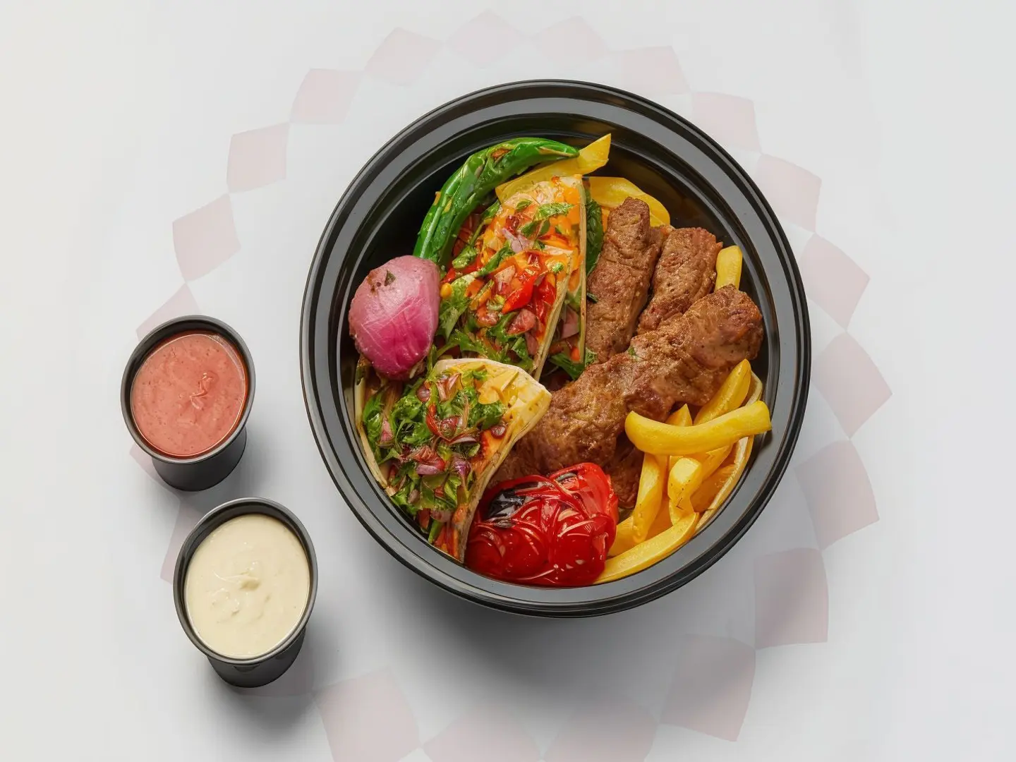 طبق كباب باللحم من اختيارك (٣ أسياخ)