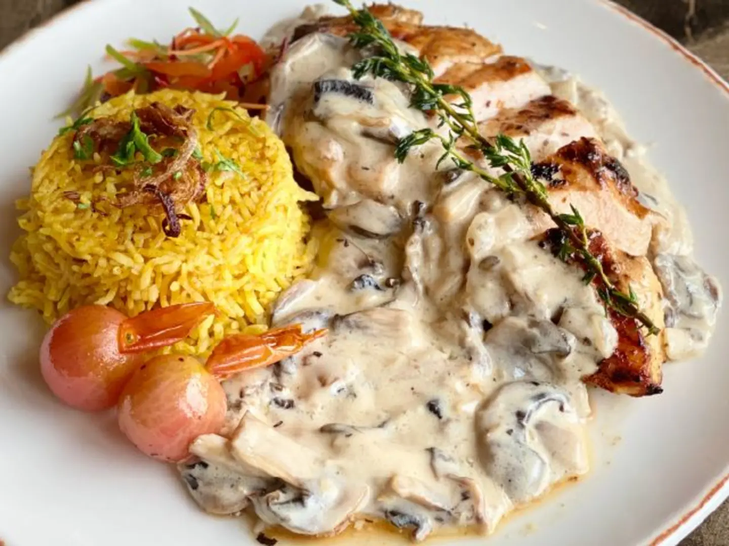 Grilled Chicken & Mushroom Suated Vegetables / Brown Rice