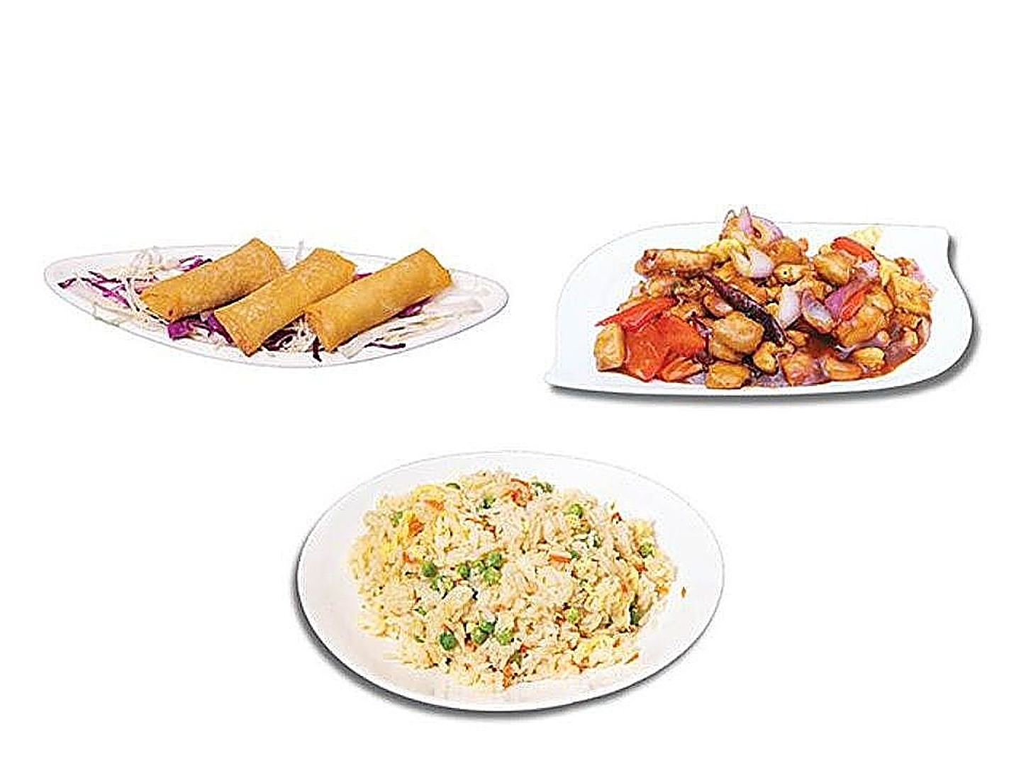 Chinese Rice,Chicken Kung Pao & Spring Roll ( Meal No. 5)