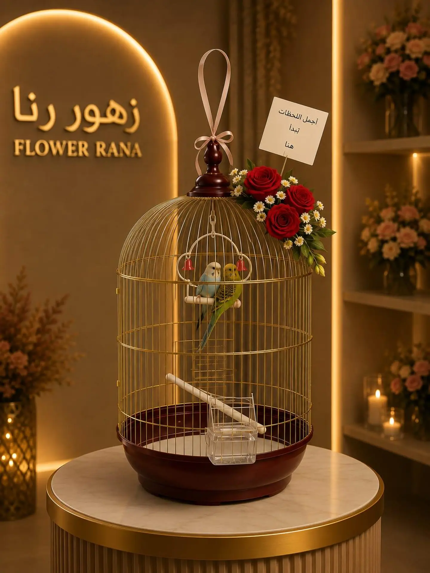 Lovebirds With Roses 1