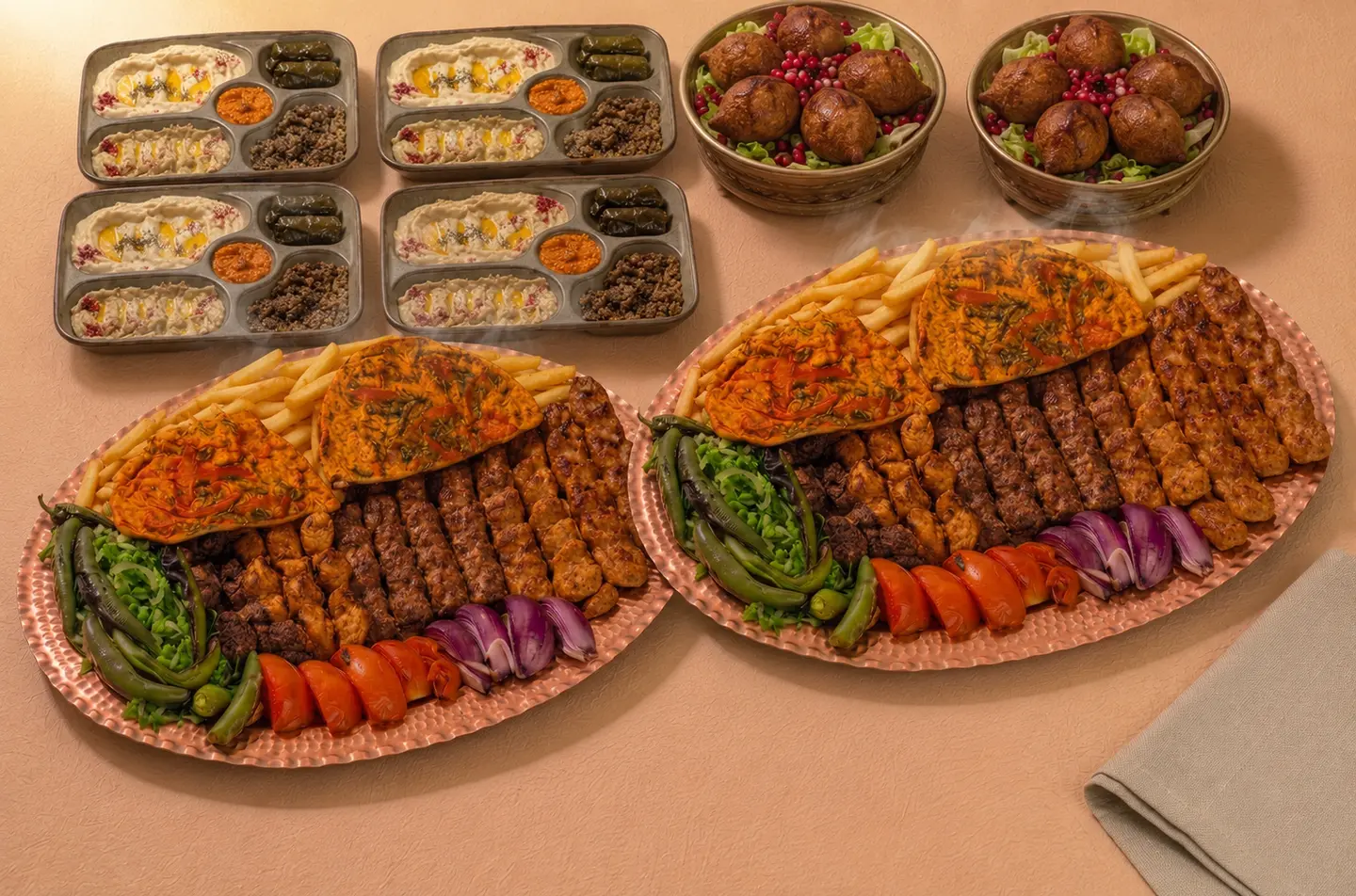 Offer: 32 Mixed Kebab Skewers, 4 Appetizer Plates, 8 Pieces Of Kibbeh