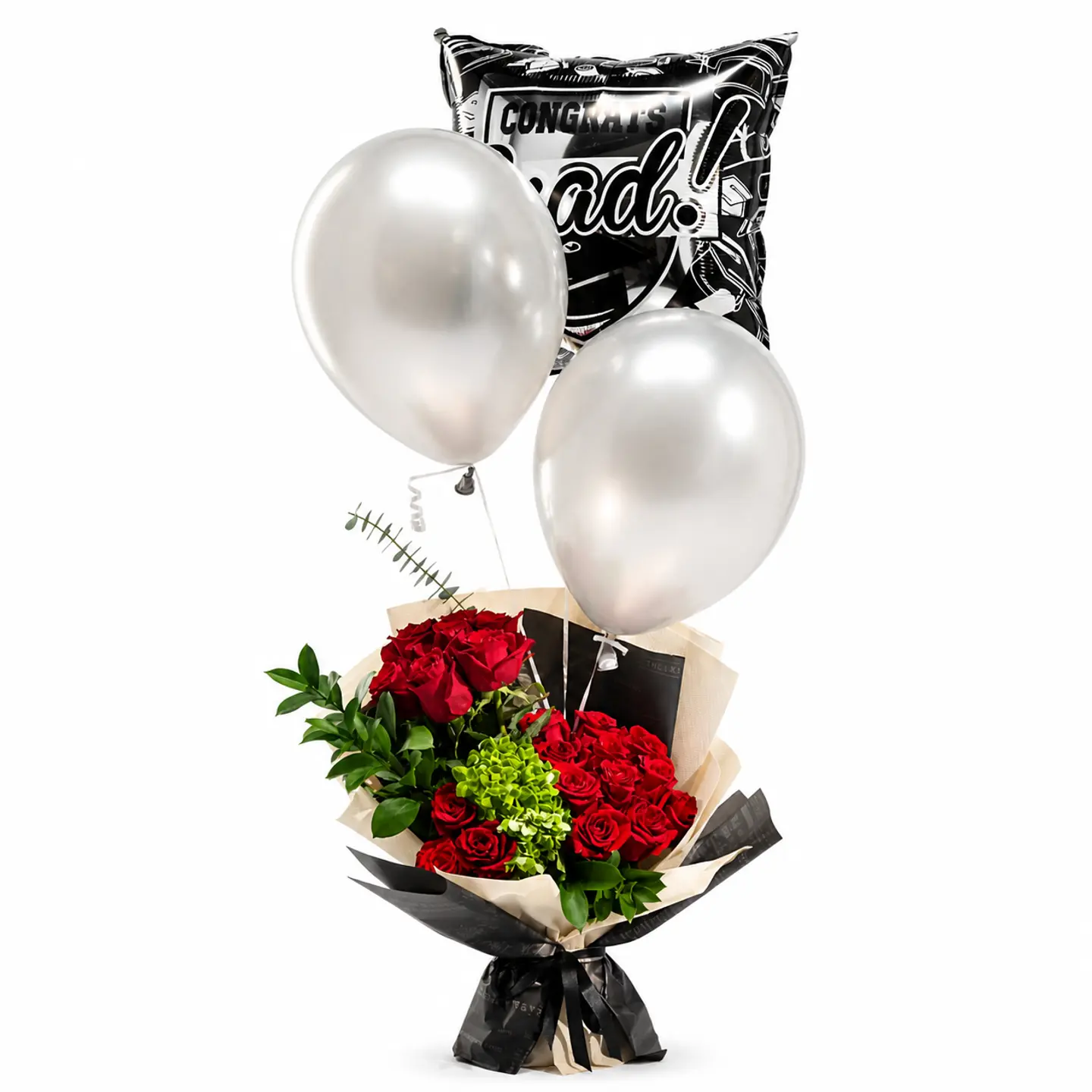 Graduation Collection Red Gory Flowers And Balloon